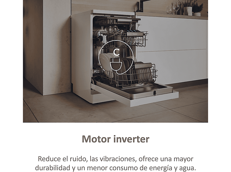 Lavavajillas - Haier I-Pro Shine Series 5 XF1C3TB1FW, 11 servicios, 8 programas, 45 cm, Motor Inverter, Wi-Fi, Blanco