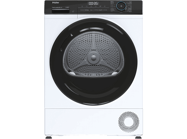 Secadora bomba de calor - Haier I-Pro Series 3 HD100-A2939E-IB, 10 kg, 15 programas, I-Refresh, Drying Lens, Blanco