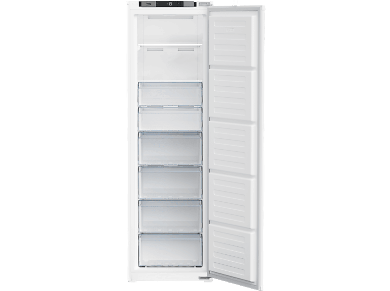 Congelador vertical integrable - Beko BFNA247E40SN, 220 l, 177.5 cm, No Frost, Sin panelar