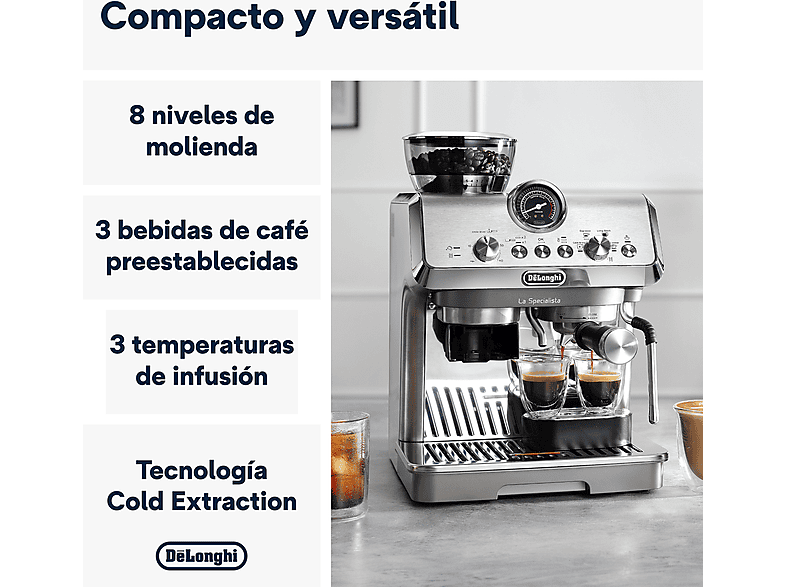 Cafetera express - De Longhi, De'Longhi La Specialista Arte Evo EC9255.M, 1550 W, 15 bar, 1.7 l, Molinillo incorporado, Cold brew, Sensor Griding
