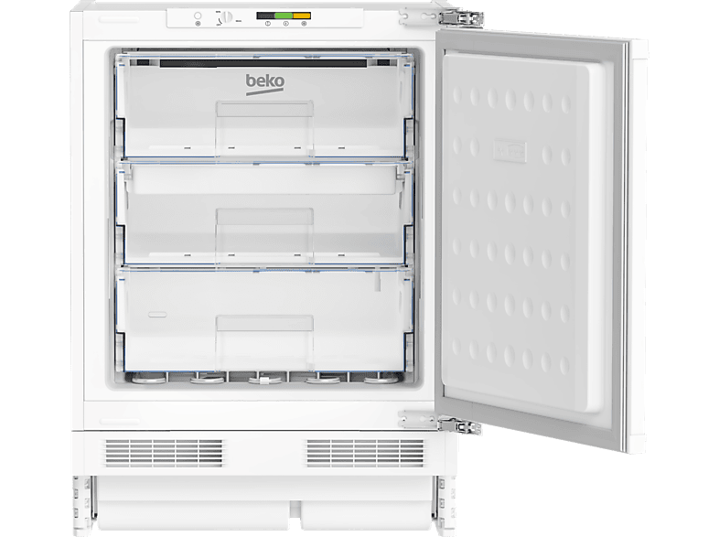 Congelador vertical integrable - Beko BU1204N, Cíclico, Altura 82cm, Capacidad 94 l, 3 Cajones, Puerta reversible, Sin panelar