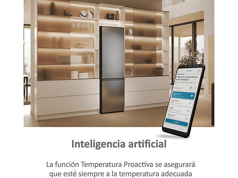 Frigorífico dos puertas - Haier Series 5 Pro HDPW5620CNPK, No Frost, 205 cm, 406 l, WiFi, My Zone, Inox