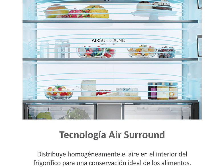 Frigorífico americano - Haier FD 90 Series 7 HFR79F19EFGK Cristal, No Frost, 190 cm, 703 l, Fabricador de hielo, My Zone, Cristal Zafiro