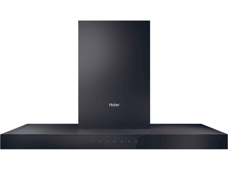 Campana decorativa - Haier HATS9CBS4BWIFI, 5 velocidades, 701 m3/h, Iluminación LED, 90 cm, Negra
