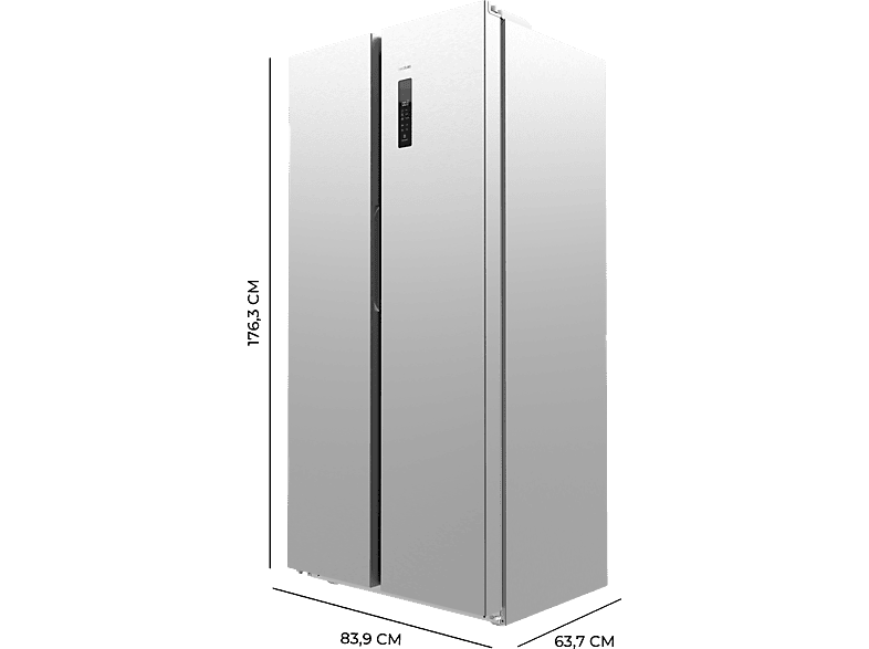 Frigorífico americano - Cecotec Bolero CoolMarket SBS 430 Inox E, Total No Frost, 177 cm, 430 L, Multi Air Flow, Motor Inverter Plus