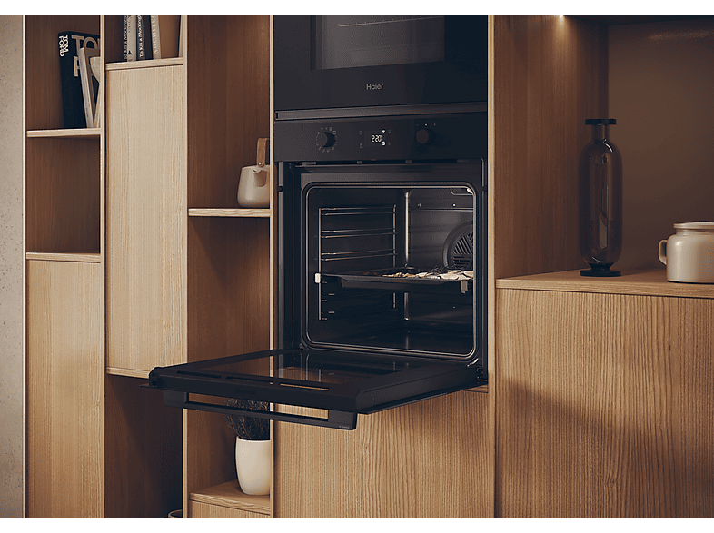 Horno - Haier H6 ID2P5B3YTB, Multifunción, Pirolítico y por agua, 78 l, Cavidad XXL, 60 cm, Negro