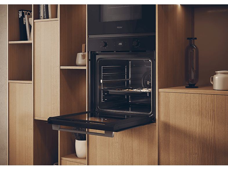 Horno - Haier ID Series 2 H6 ID2P3T1HTX, Multifunción, Limpieza por agua, 78 l, Cavidad XXL, 9 funciones, 60 cm, Negro