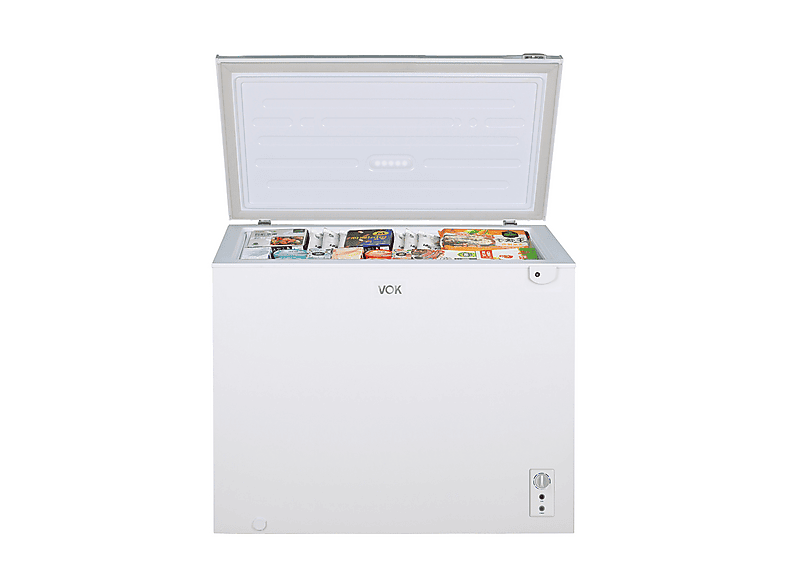 Congelador horizontal - Vok EVF-291CDEW, Capacidad 291 l, Función dual, Cerradura, 83,5 cm, Blanco
