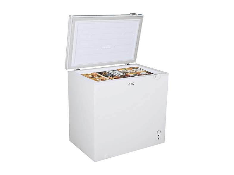 Congelador horizontal - Vok EVF-194CDEW, Capacidad 194 l, Función dual, Cerradura, 83,5 cm, Blanco