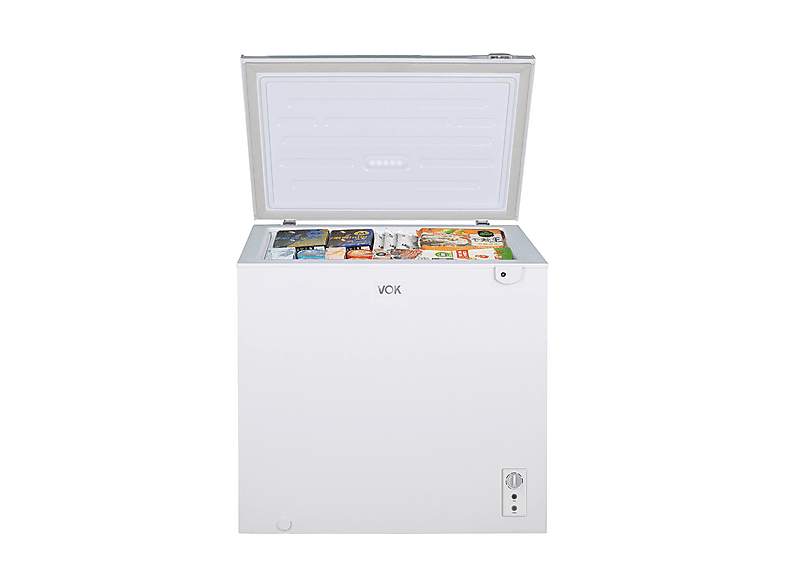 Congelador horizontal - Vok EVF-194CDEW, Capacidad 194 l, Función dual, Cerradura, 83,5 cm, Blanco