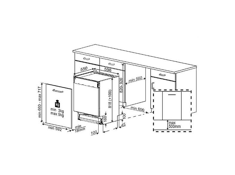 Lavavajillas integrable - Beko BDIN38644D, 16 Servicios, 8 Programas, 60 cm, Tercera bandeja, CornerIntense, DeepWash, Sin panelar