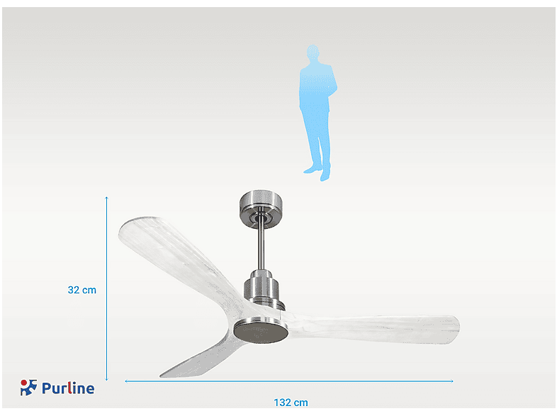 Ventilador de techo - Purline NusaD132C0464498, 6 velocidades, Plata