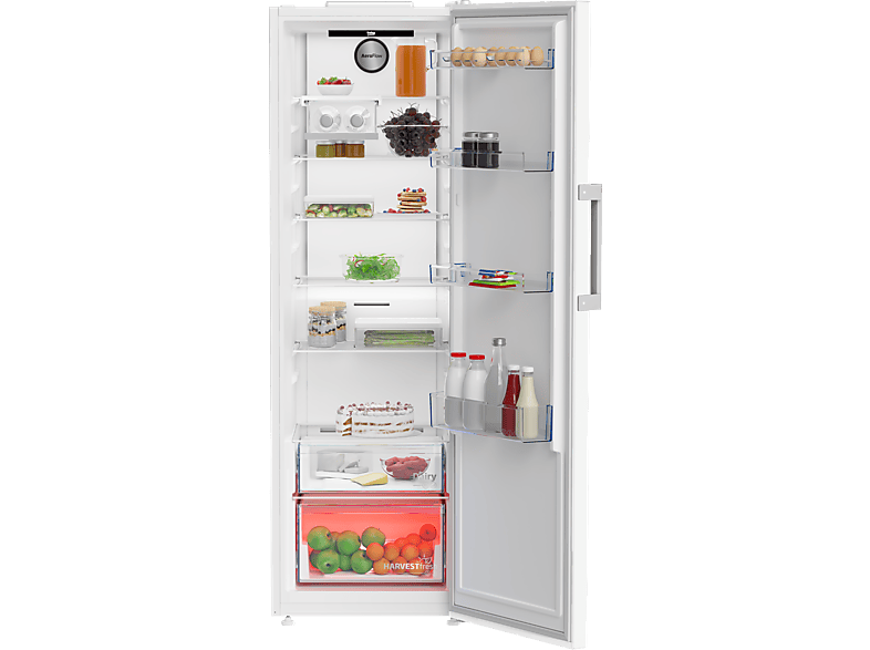 Frigorífico una puerta - Beko B3RMLNE444HW, No Frost, 186.5 cm, 365l, Puerta Reversible, Tecnología HarvestFresh, Blanco