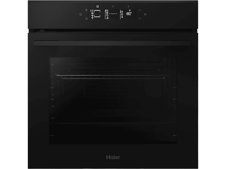 Horno - Haier ID Series 4 H6 ID46G3HTB, Multifunción, Limpieza por agua, 78 l, Guías telescópicas, 18 funciones, 60 cm, Negro