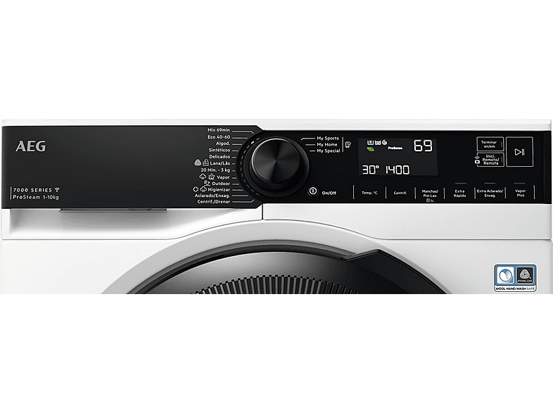 Lavadora carga frontal - AEG LFR7314O4C, 10 kg, 1400 rpm, 12 programas, Función Vapor, Tambor Care, PreciseWash, Blanco