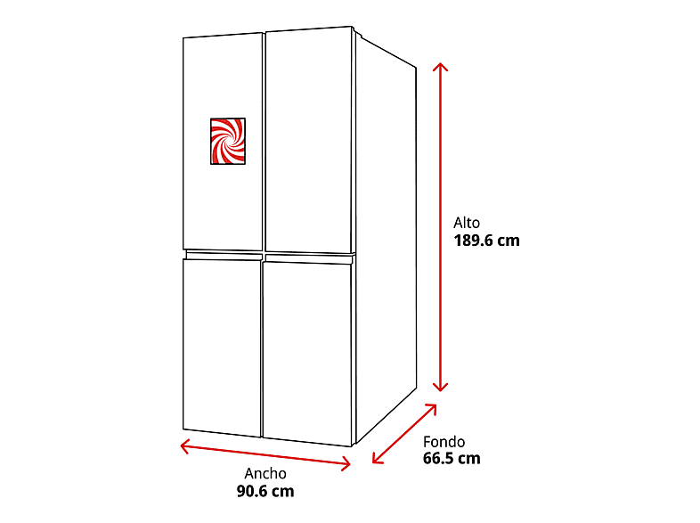 Frigorífico americano - Koenic KDD 191 D NF IN, No Frost, 189.6 cm Altura, 522 l, Iluminación interior, 4 Estrellas, Inox