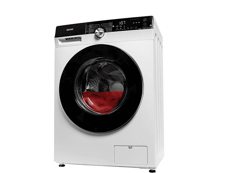 Lavadora carga frontal - Koenic KWM 12113 A INV, 12 kg, 1400 rpm, 14 programas, Motor inverter, Blanco