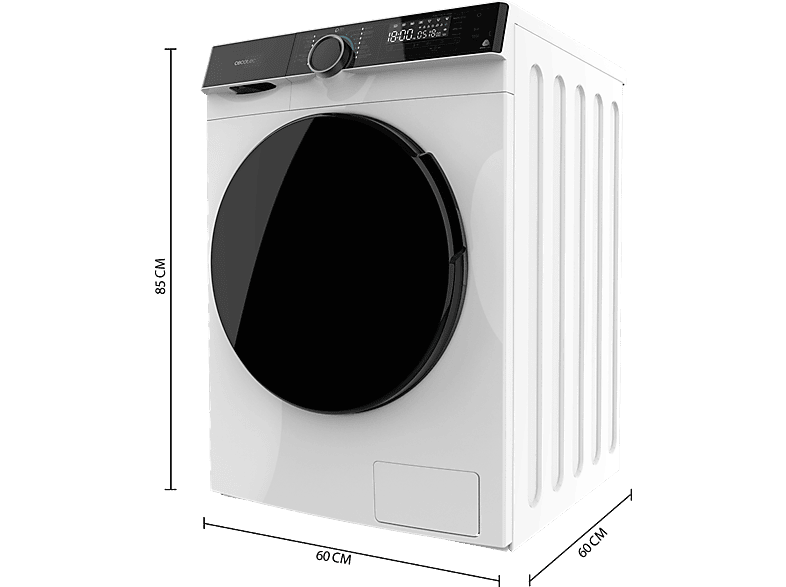 Lavadora carga frontal - Cecotec Bolero DressCode 121000 A, 12 kg, 1400 rpm, Motor Inverter Plus, Lavado con vapor, White