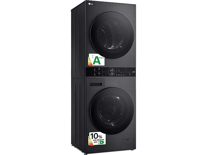 Lavadora secadora - LG WT1210BBF, Torre de lavado 12/10 kg, TurboWash™, Smart Pairing™, Inox grafito