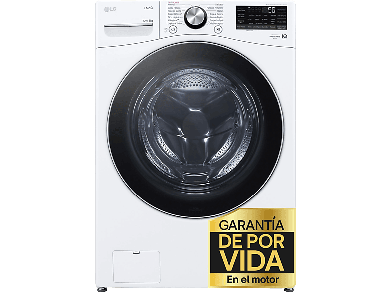 Lavadora carga frontal - LG F0P3CYV2W, 20 kg, 1000 rpm, 14 programas, TurboWash™ 360˚, Steam™, Blanco