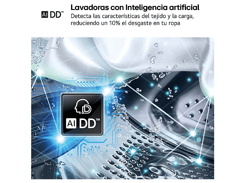 Lavadora carga frontal - LG F0P3CYV2E, 20 kg, 1000 rpm, 14 programas, AI Direct Drive™, TurboWash™360˚, Acero negro