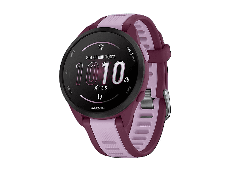 Smartwatch - Garmin Forerunner 165 Music, Polímero, Color del cuerpo del reloj:Púrpura, Color de banda:Púrpura claro;Púrpura