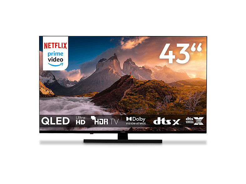 TV QLED 43" - Medion MD843700, UHD 4K, Pantalla Tamaño de la pantalla : 108 cm (43 pulgadas), Smart TV, negro