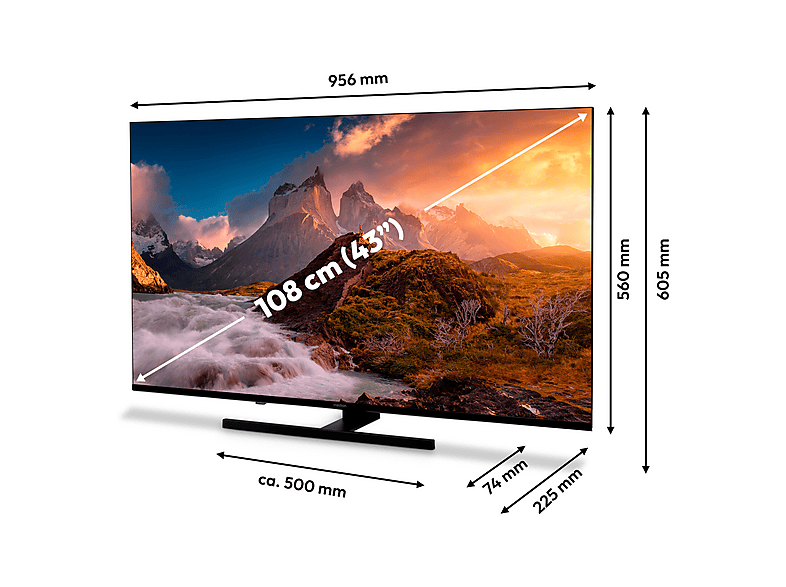 TV QLED 43" - Medion MD843700, UHD 4K, Pantalla Tamaño de la pantalla : 108 cm (43 pulgadas), Smart TV, negro