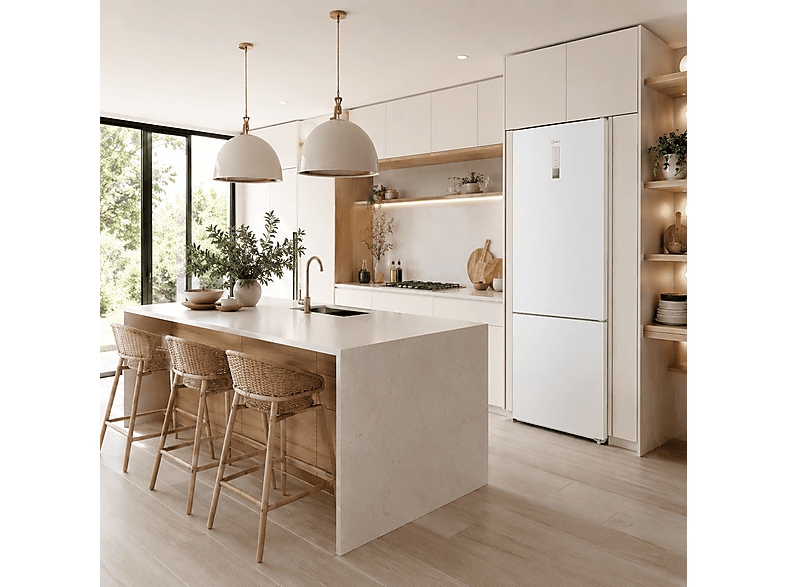 Frigorífico combi - Midea MDRB424FGE01OE, No Frost, 188 cm, Multi Air Flow, 4 Estrellas, Blanco