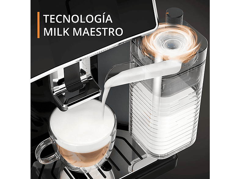 Cafetera superautomática - Krups Sensation Milk EA912B, 15 bar, 1450 W, 1.7 L, 6 modos, 2 tazas, Depósito de leche 0.3 L, Táctil, Gris