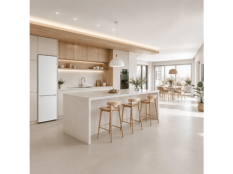 Frigorífico combi - Midea MDRB380FGE01A, No Frost, 180 cm Altura, 270 l, Control Electrónico, 4 Estrellas, Blanco