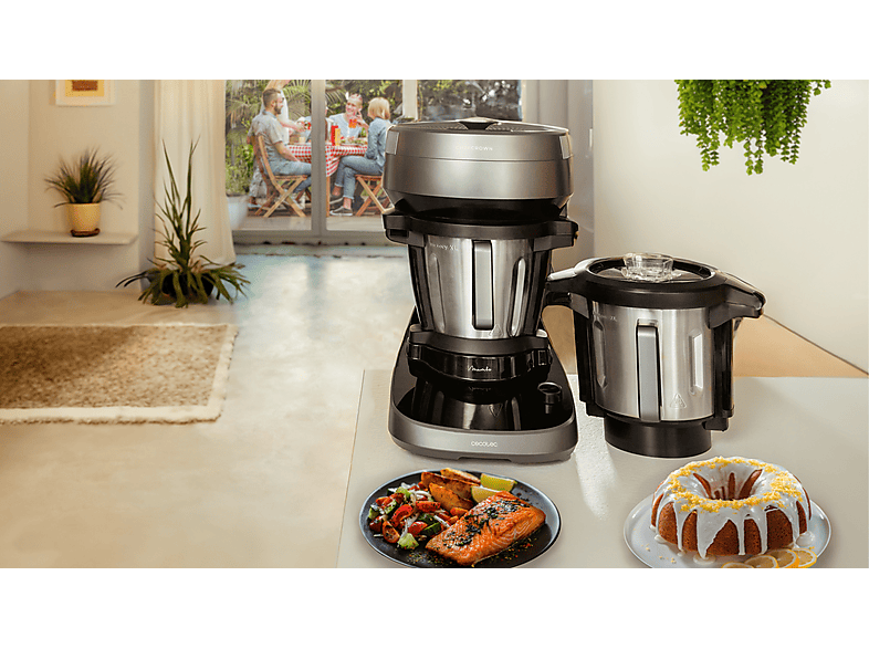 Robot de cocina - Cecotec Mambo CooKing Total Gourmet, 2200W, 4.5 l, 45 Funciones, 1000 recetas, Dispensador, Panel táctil, Autolimpieza, Wi-Fi, Inox