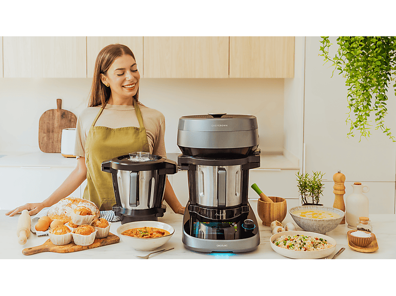 Robot de cocina - Cecotec Mambo CooKing Total Gourmet, 2200W, 4.5 l, 45 Funciones, 1000 recetas, Dispensador, Panel táctil, Autolimpieza, Wi-Fi, Inox