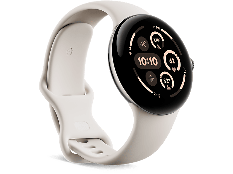 Smartwatch - Google Pixel Watch 3, AMOLED, 45 mm, S-L, Aluminio 100% reciclado, Porcelana