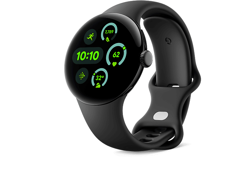 Smartwatch - Google Pixel Watch 3, AMOLED, 45 mm, S-L, Aluminio 100% reciclado, Obsidiana