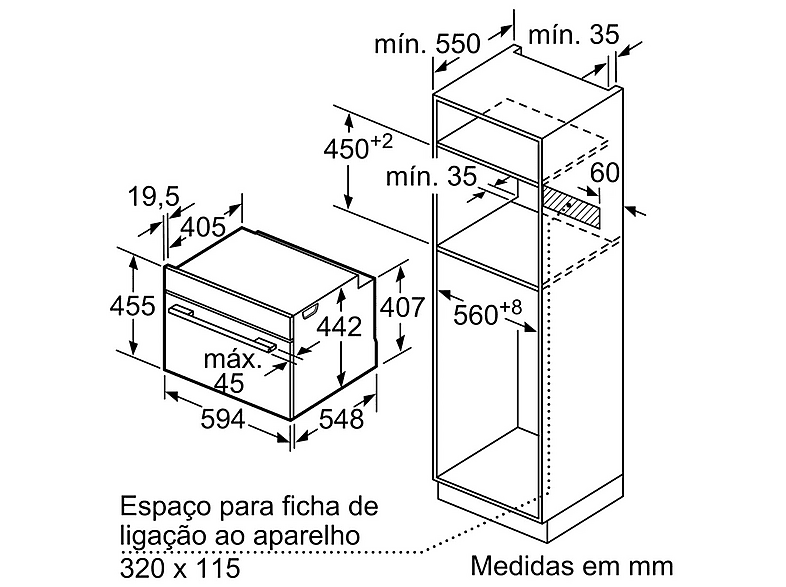 Horno compacto - Bosch CBG7341B1, Integrable, Hidrolítica, 47 l, 59,4 cm, negro