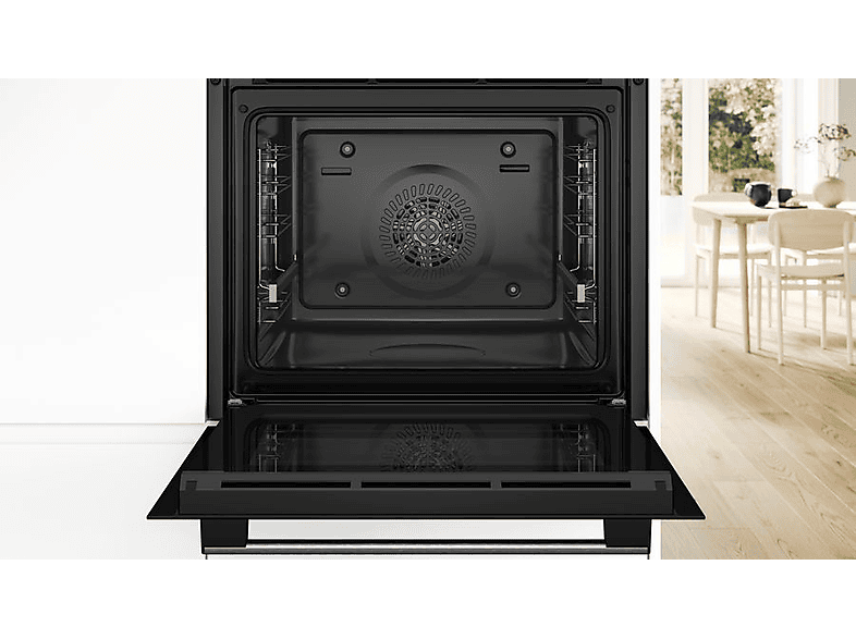 Horno - Bosch HBA514ES3, Serie 4, Multifunción, Limpieza por agua, 71 l, HotAir 3D, Mandos ocultables, 60 cm, inox