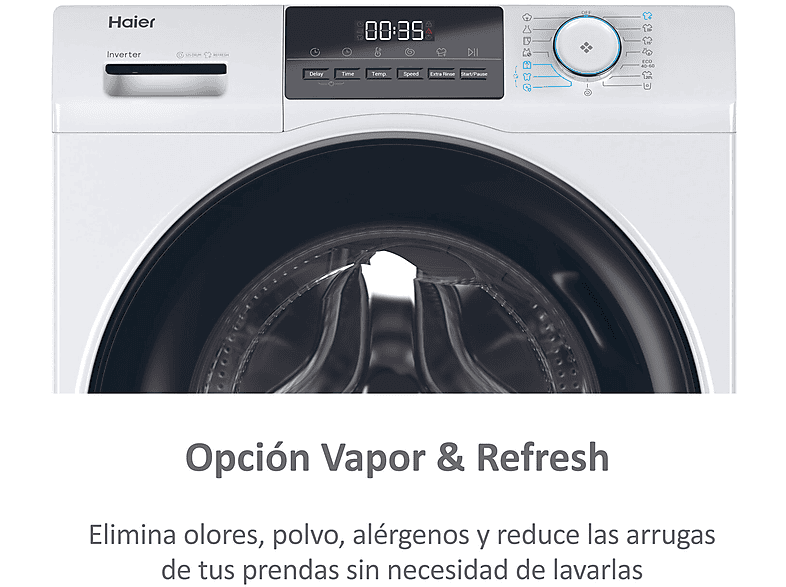 Lavadora carga frontal - Haier I-Pro Series 1 HW100-BP14929A-S, 10 kg, 1400 rpm, Motor Inverter, Antibacterias, Blanco