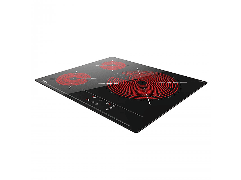 Placa vitrocerámica - Teka TBC 63632 TTC, 3 zonas, 32 cm Zona Grande, 60 cm, Función Booster, Temporizador, Stop & Go, Negro