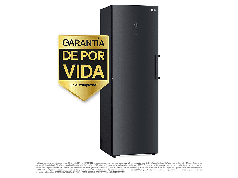 Congelador vertical - LG GFM61MCCSF, 324 l, 186 cm, No Frost, LinearCooling™, Negro