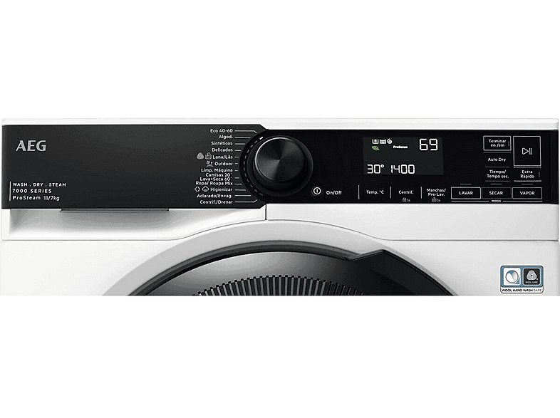 Lavadora secadora - AEG LWR7304L4B, 11 kg + 7 kg, 1400 rpm, ProSteam, Higiene con Vapor, Blanco