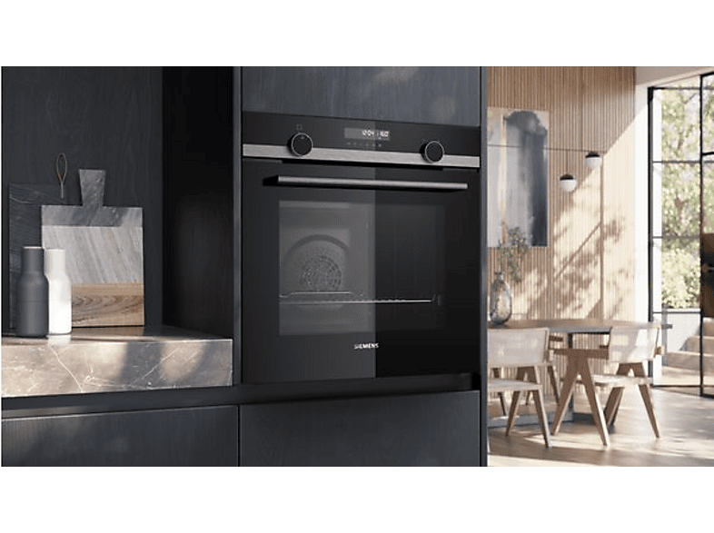 Horno - Siemens HB578GES3, Serie IQ500, Multifunción, Pirolítico e hidrolítico, 71 l, Humid Clean, PerfectCooking 3D, 60 cm, Negro
