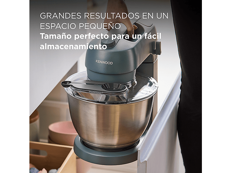 Robot de cocina - Kenwood, Amasador de repostería Kenwood Go KZM35.000GY, 800 W, 4 l, 6 velocidades + Función Pulse, Azul Tormenta