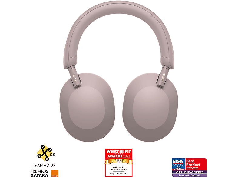 Auriculares inalámbricos - Sony WH-1000XM5P, Cancelación ruido (Noise Cancelling), 30h, Hi-Res, Carga Rápida, Con Asistente, Bluetooth, Diadema, Rosa