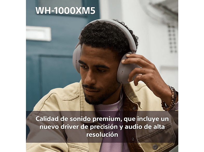 Auriculares inalámbricos - Sony WH-1000XM5P, Cancelación ruido (Noise Cancelling), 30h, Hi-Res, Carga Rápida, Con Asistente, Bluetooth, Diadema, Rosa