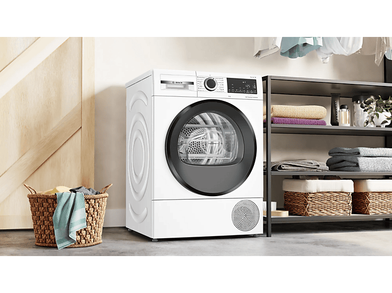 Secadora bomba de calor - Bosch WQG245D0ES, Serie 6, 9 kg, 15 programas, AutoDry, Condensador Autolimpiante, Blanco