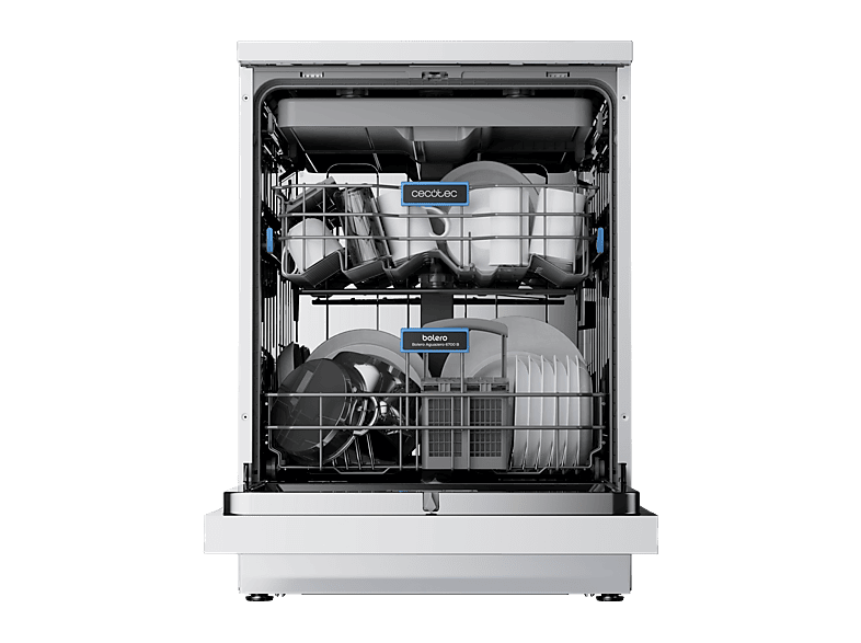 Lavavajillas - Cecotec Bolero Aguazero 6700 B, 15 cubiertos, 14 programas, Motor Inverter Plus, Clase B, Pantalla FullColor XXL, 60 cm, White