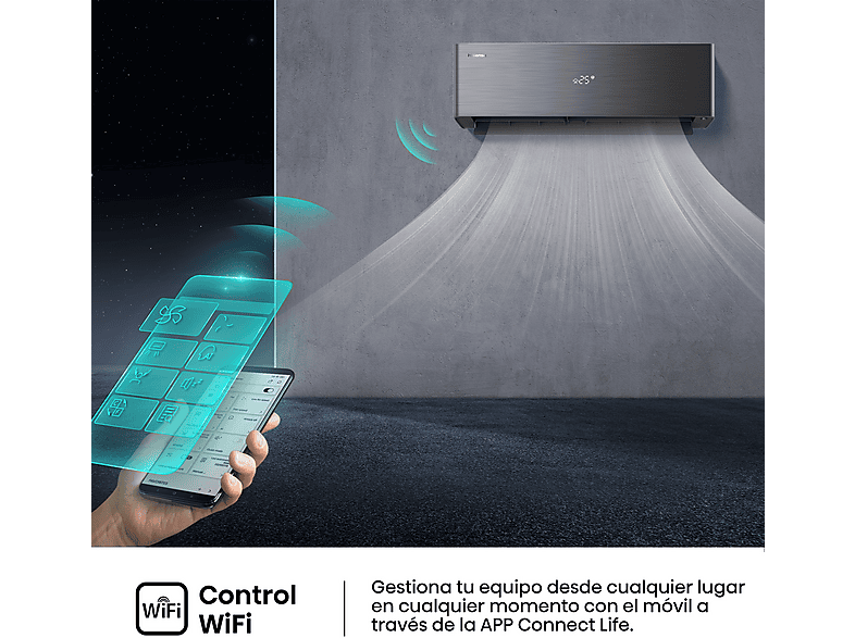 Aire acondicionado Split 1 x 1 - Hisense QH35XV0B 3010 fg/h, WiFI, IA Smart, A+++, Autolimpieza, Negro