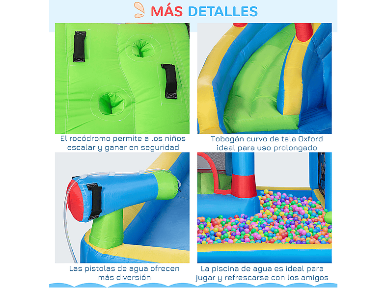 Castillo Hinchable - Outsunny 342-040V90, a partir de 5 año(s), Multicolor
