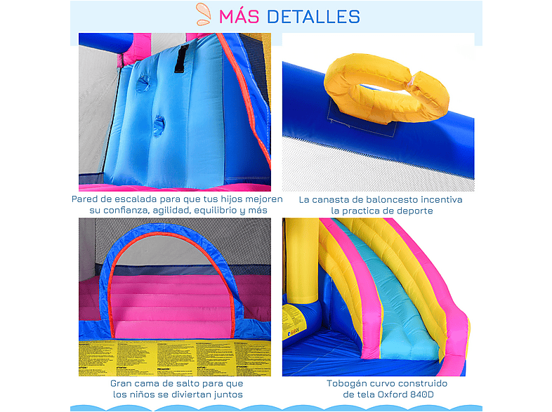 Castillo Inflable Infantil - Outsunny 342-027V90, a partir de 3 año(s), Multicolor